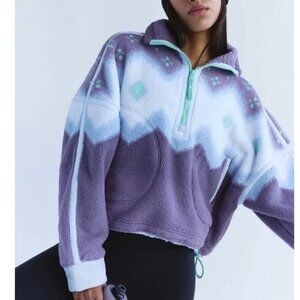 NWT Free People FP Movement Sz S Printed Mountain High Half Zip Fleece Jacket